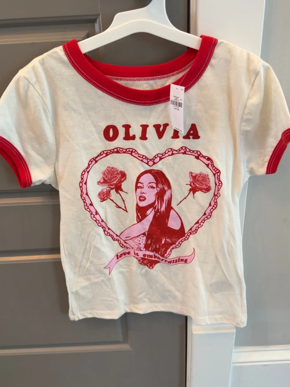 Old Navy / Girls ‘Olivia Rodrigo’ White & Red Graphic Ringer Tee